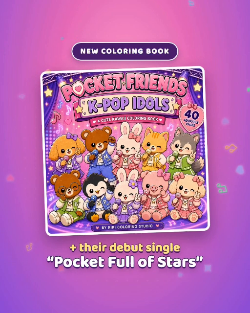 Pocket Friends K-Pop Idols kleurboek met de debuutsong Pocket Full of Stars